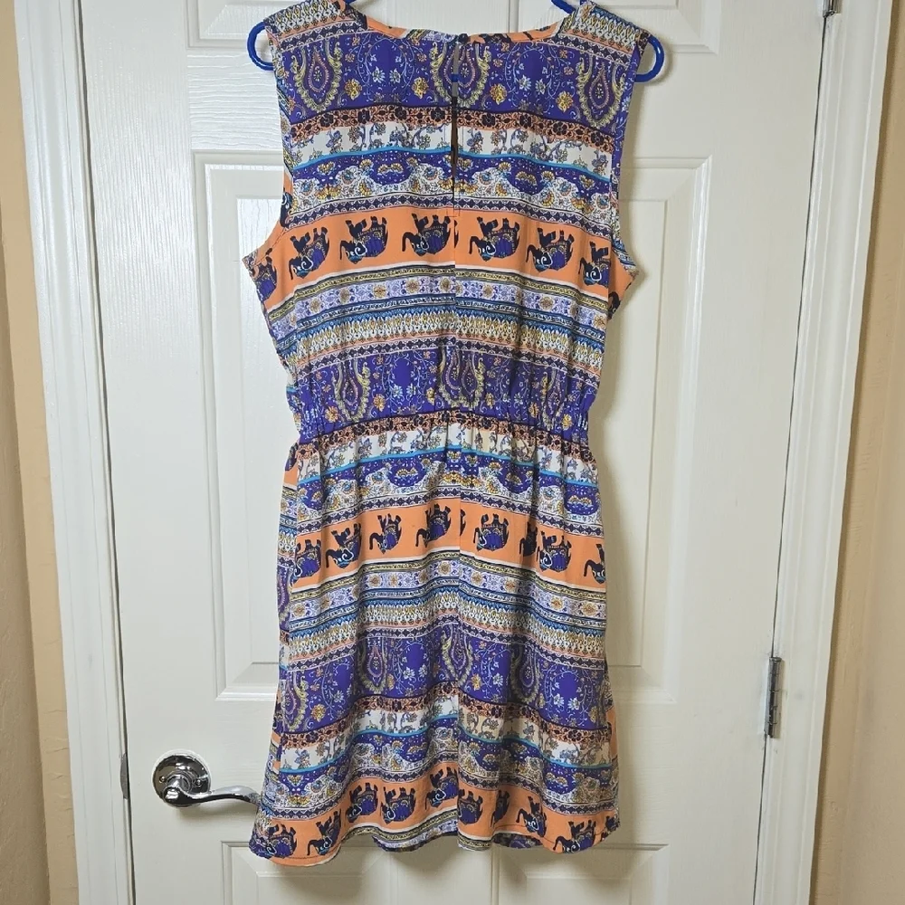 Derek Heart LG Dress Bright BOLD Colorful Keyhole BACK COOL ZIPPER POCKETS - Picture 9 of 12